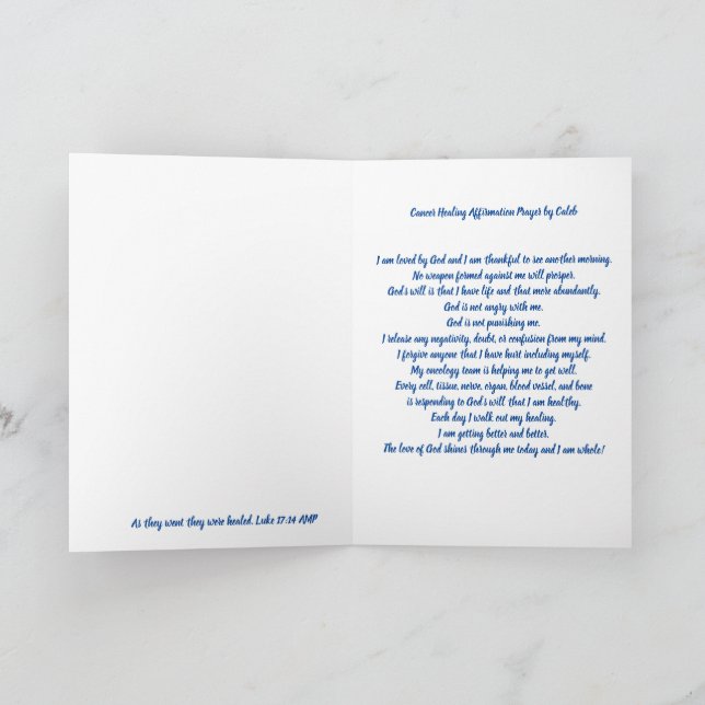 Prière de guérison du cancer par carte Caleb (Intérieur)