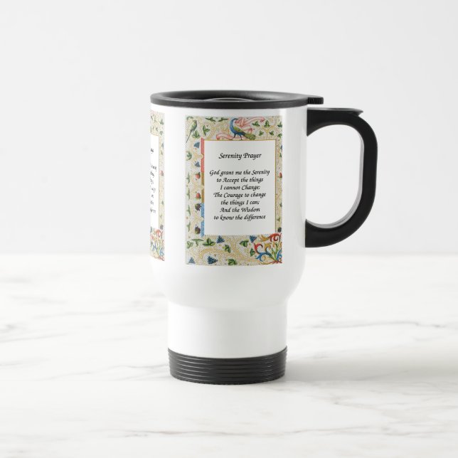 Prière de sérénité Peacock Motivational Travel Mug (Droite)