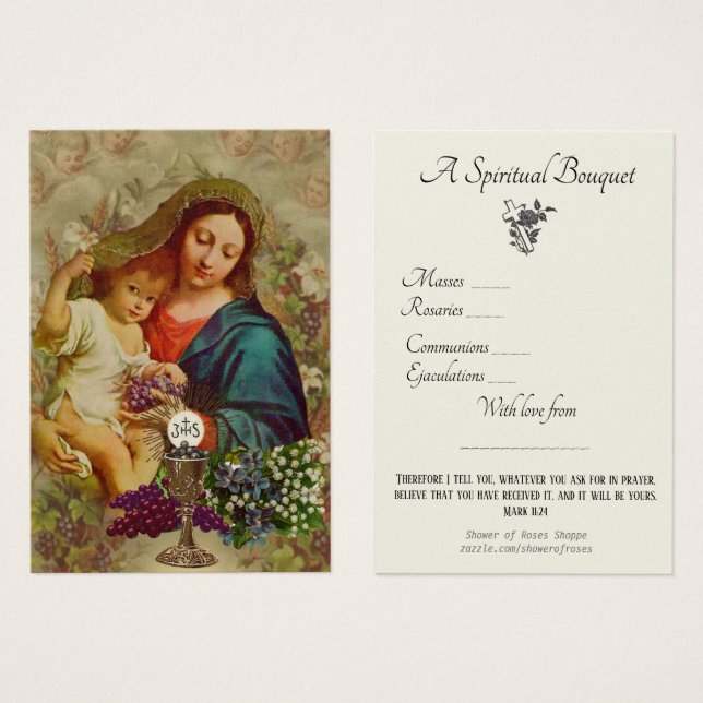 Prière du Bouquet spirituel religieux Carte Sainte (Devant & derrière)