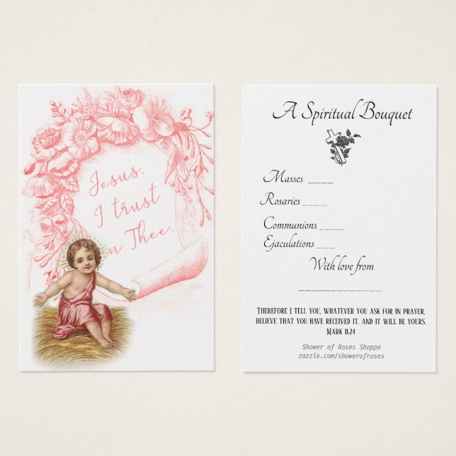 Prière du Bouquet spirituel religieux Carte Sainte (Devant & derrière)