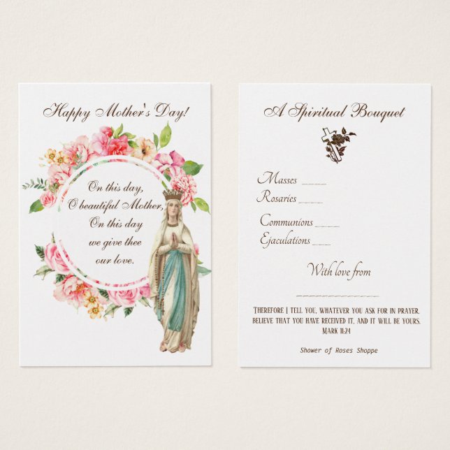 Prière du Bouquet spirituel religieux Carte Sainte (Devant & derrière)