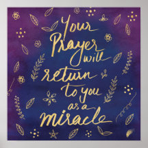 Prière Faith Hope Miracle Affirmation Art Poster