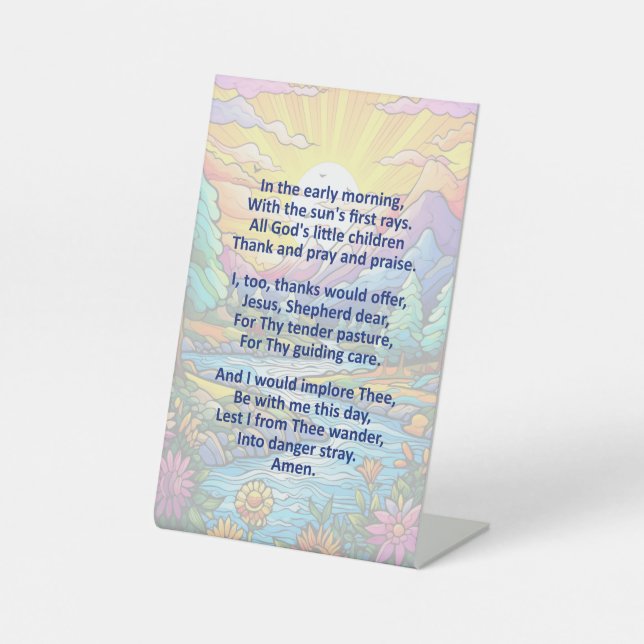 Prière matinale d'un enfant sur un panneau de piéd (Recto)