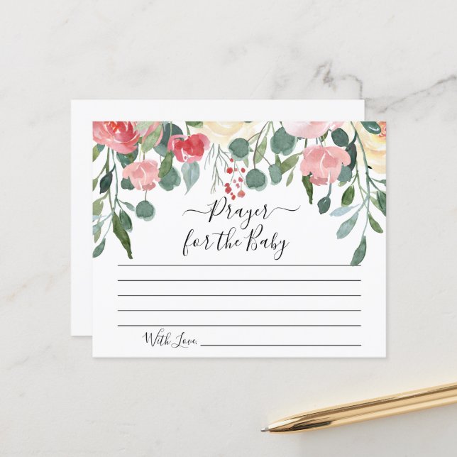 Prière pour la fête du Baby shower de la carte béb (Devant/Arrière en situation)