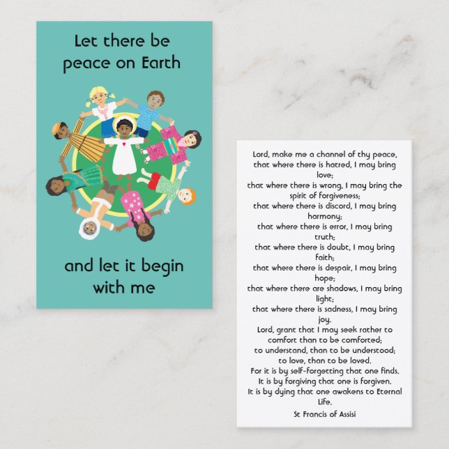 Prière pour la paix Carte Saint François (Devant / Derrière)