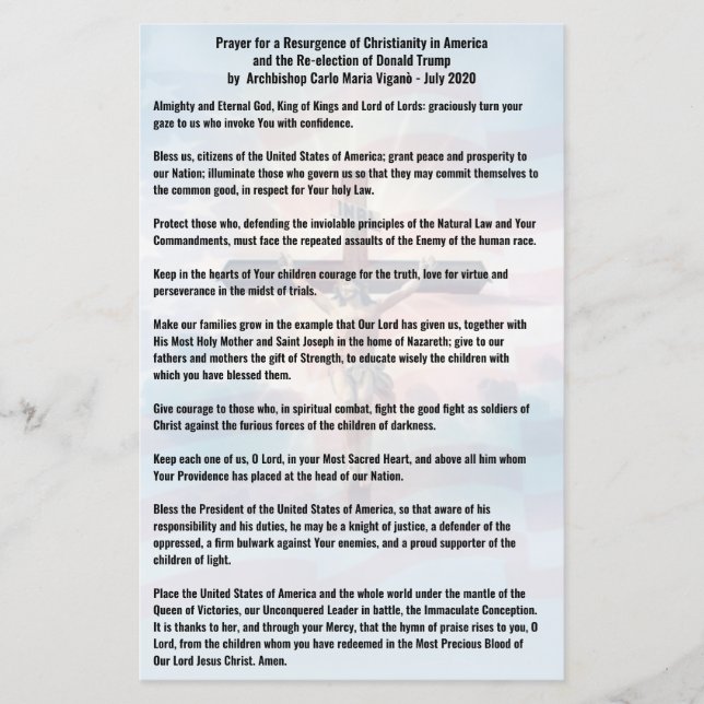 Prière pour le président Trump et les États-Unis - (Devant)