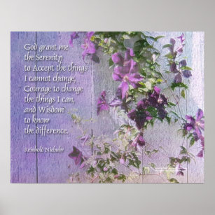 Prière Sérénité Poster Fleurs violettes