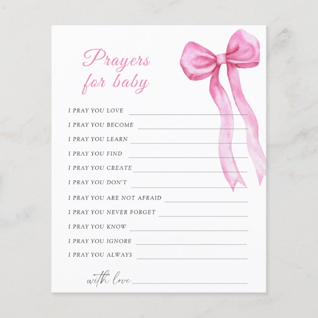 Prières baby shower arc rose pour bébé (Devant)