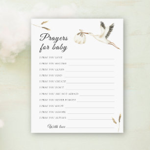 Prières de baby shower de cigogne pour bébé