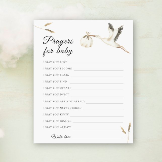 Prières de baby shower de cigogne pour bébé (Créateur téléchargé)