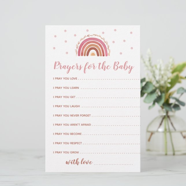 Prières de Baby Shower pour la carte de bébé Boho  (Debout devant)