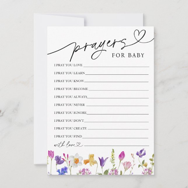 Prières et voeux fleurs sauvages pour la carte béb (Devant)