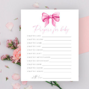 prières pour bébé pour une baby shower avec un nœu