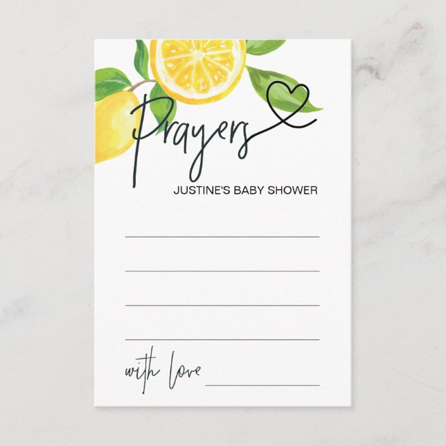 Prières Pour Carte De Souhait Baby shower Citrons  (Devant)