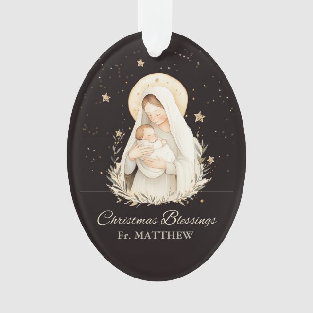 Priest Christmas Blessings Madonna Child Black (devant)