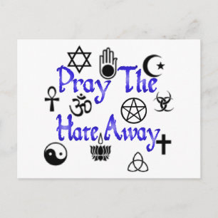 Priez la carte postale Hate Away bleu