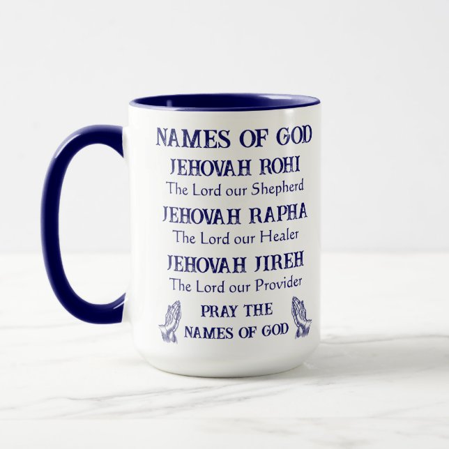 Priez les noms de Dieu, Mugs chrétiens de café (Gauche)