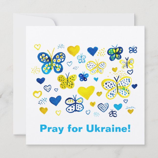 Priez pour l'Ukraine ! Papillons et coeur aquarell (Devant)