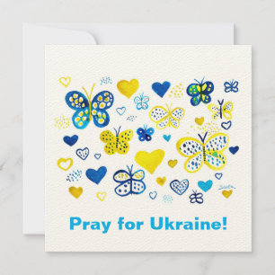 Priez pour l'Ukraine ! Papillons et coeur aquarell