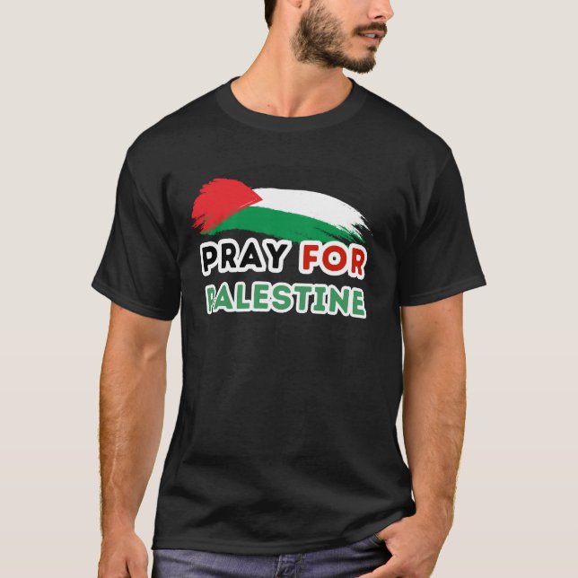 PRIEZ POUR PALESTINE t-shirt noir pour homme (Devant)