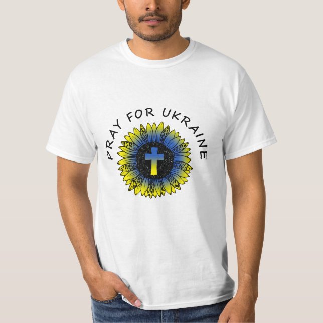 Priez pour Ukraine Tournesol et T-shirt croix (Devant)