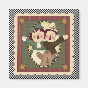 Prim Christmas Raggedies Magnet