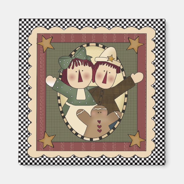 Prim Christmas Raggedies Magnet (Devant)