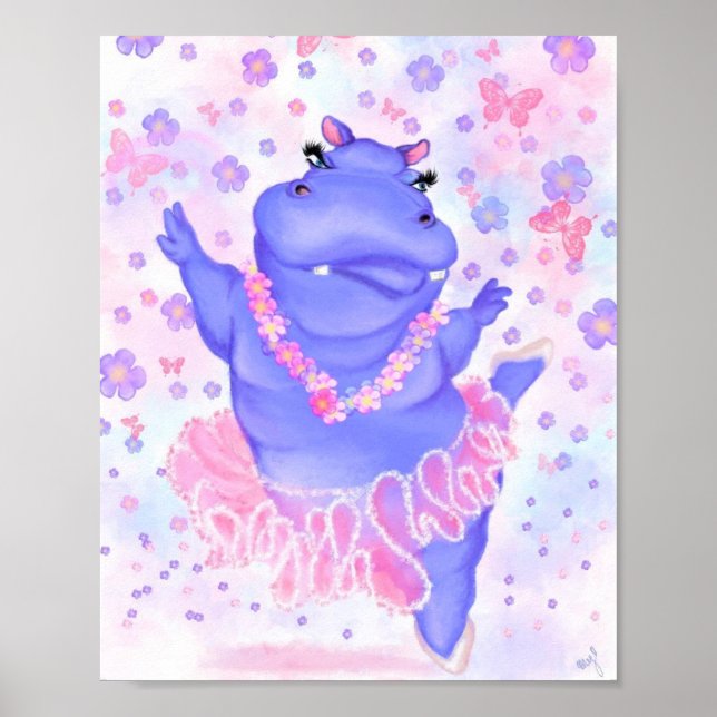 Prima Ballerina Hippo Poster Peinture - Votre text (Devant)