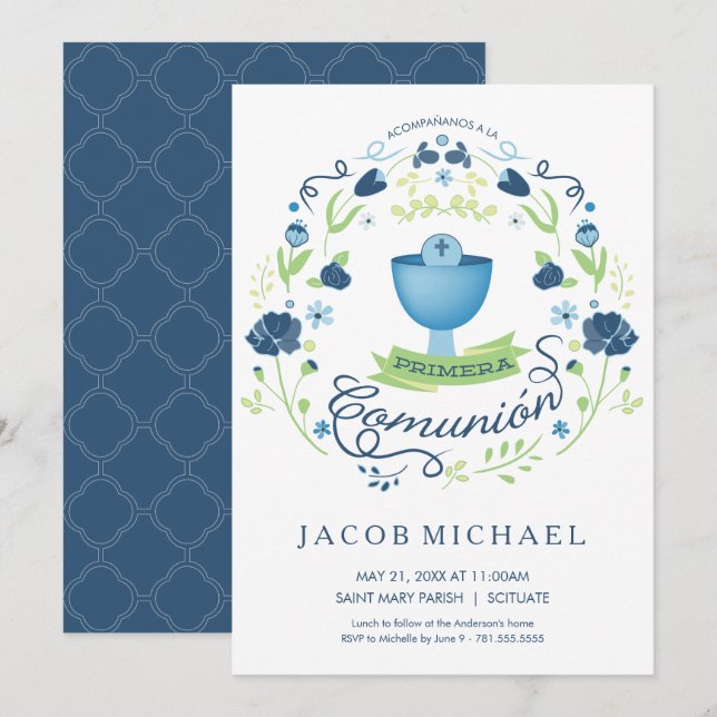 Primera Comunión Invitación - Espagnol, la carte (Devant / Derrière)