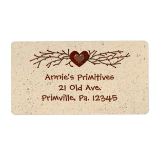 Primitive Country Heart Business Étiquette