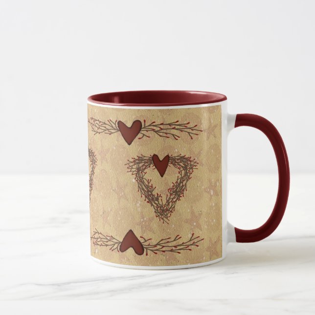 Primitive Pip Berry Heart Wreath Mug (Droite)