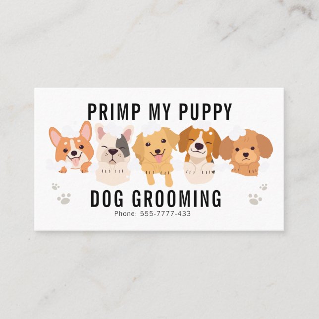 Primp My Puppy Chien Grooming Carte de visite anim (Devant)