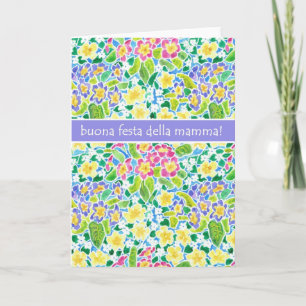 Primroses carte de fête des mères, salut italien