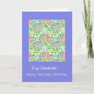 Primroses Février Carte d'anniversaire pour grand-