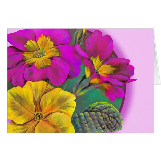 Primula primrose jaune rose (Devant horizontal)