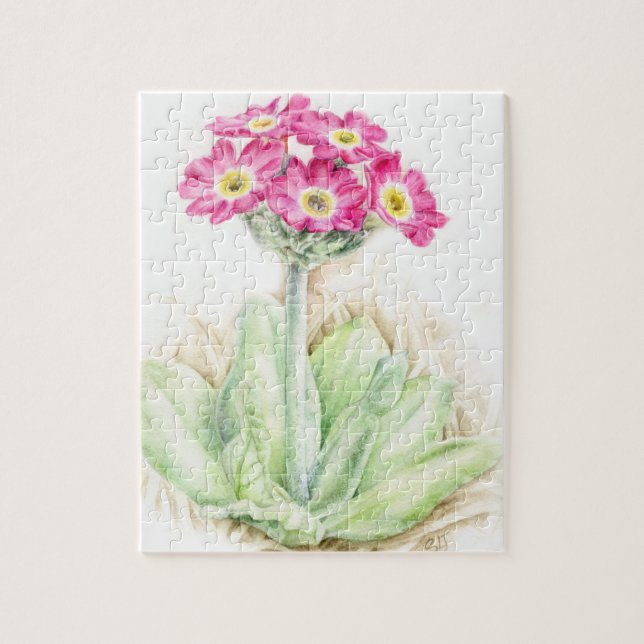 Primula rose aquarelle art puzzle puzzle (Vertical)