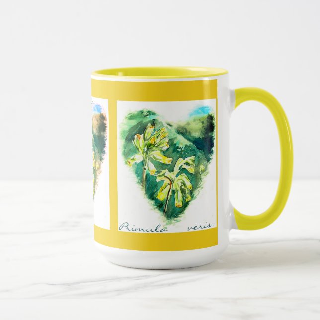 Primula veris Coeur vert Cowslip Mug (Droite)