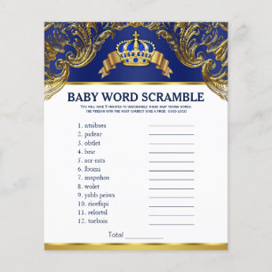 Prince Baby shower Games Word Scramble Rhyme Quiz