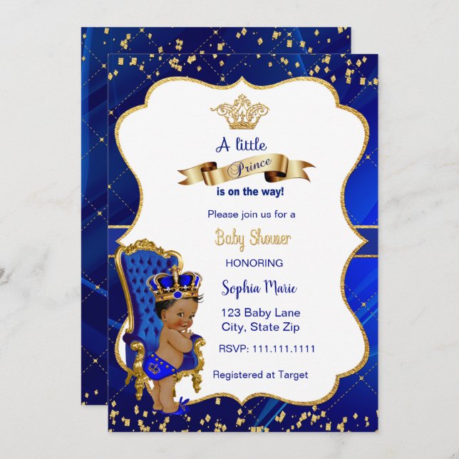 Prince Baby shower Invitation bébé garçon douche (Devant / Derrière)