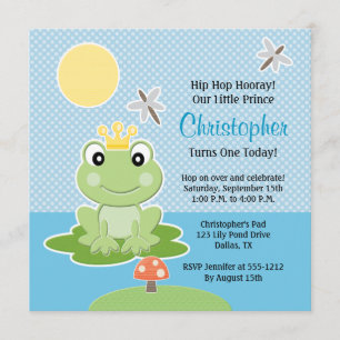Prince Birthday Invitations de grenouille verte de