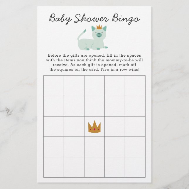 Prince Cat Bingo Baby shower Jeu (Devant)