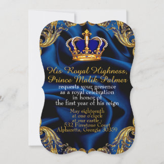 Prince Couronne bleue et or royale et invitation e