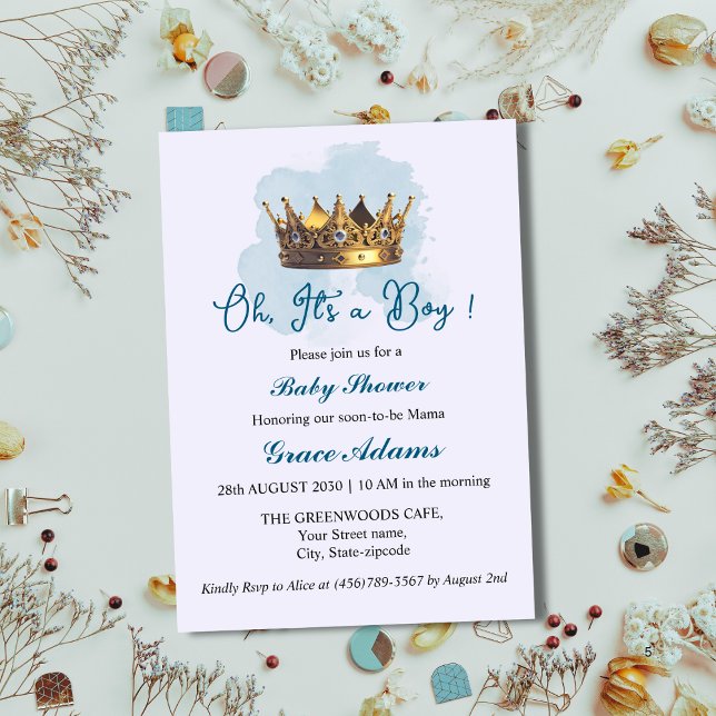 Prince Crown (baby boy) Baby Shower Invitation (Créateur téléchargé)
