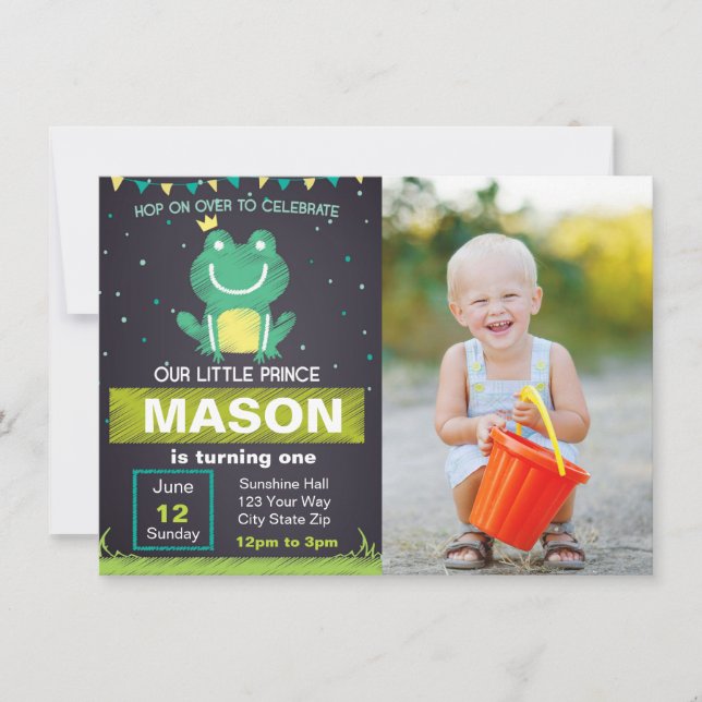 Prince de grenouille Birthday Invitation avec (Devant)