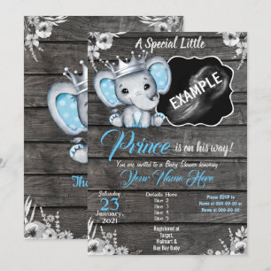Prince Elephant Ultrasound Pic Invitation Bleu