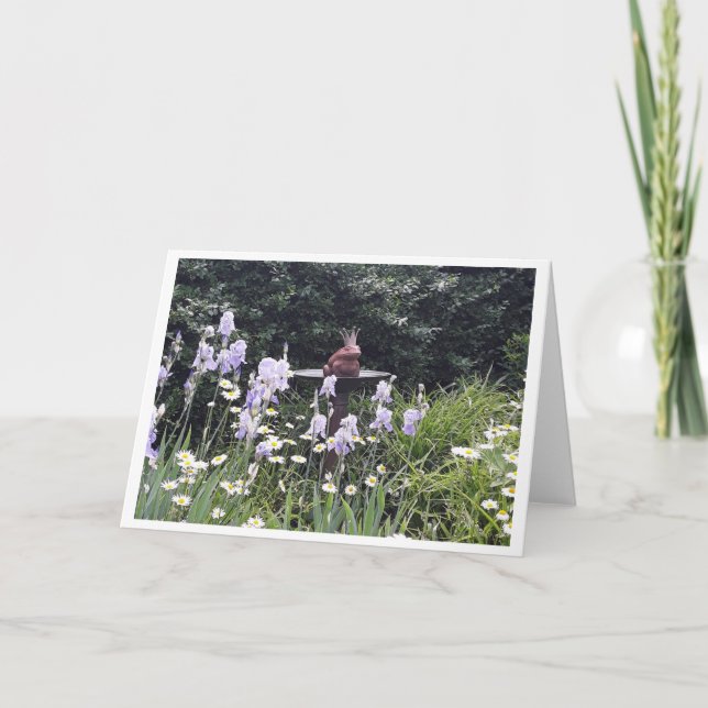Prince Grenouille Romantique et Fleurs Carte Blanc (Devant)