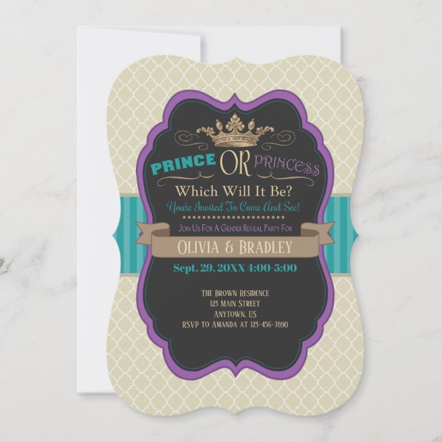 Prince Ou Princesse Genre Reveillez Invitation (Devant)