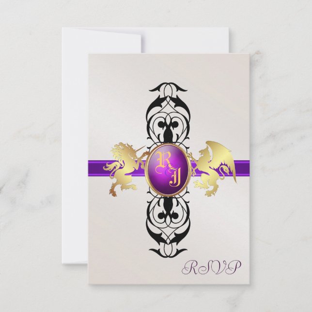 Prince & Princess Purple RSVP Réponse Invitation 2 (Devant)