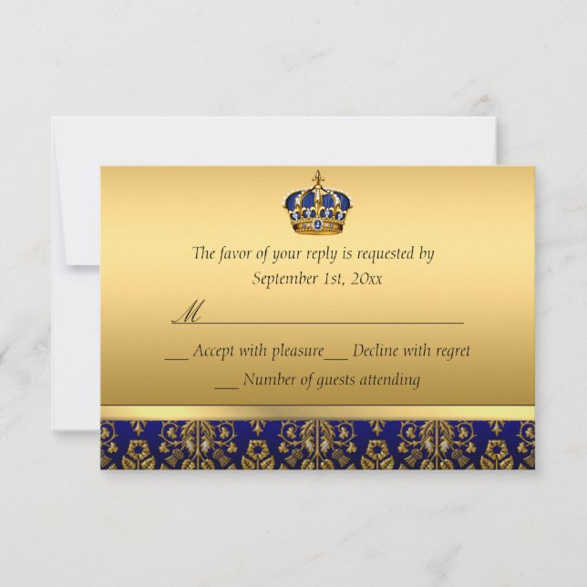 Prince Royal Bleu Couronne Royale Baptême RSVP (Devant)