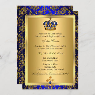 Prince Royal Blue Regal Invitation du baptême de l